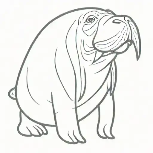 walrus cartoon tattoo design idea