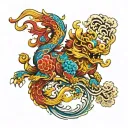 lucky pixiu full sleeve colour tattoo tattoo design idea