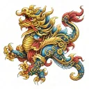 lucky pixiu full sleeve colour tattoo tattoo design idea