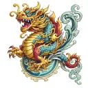 lucky pixiu full sleeve colour tattoo tattoo design idea