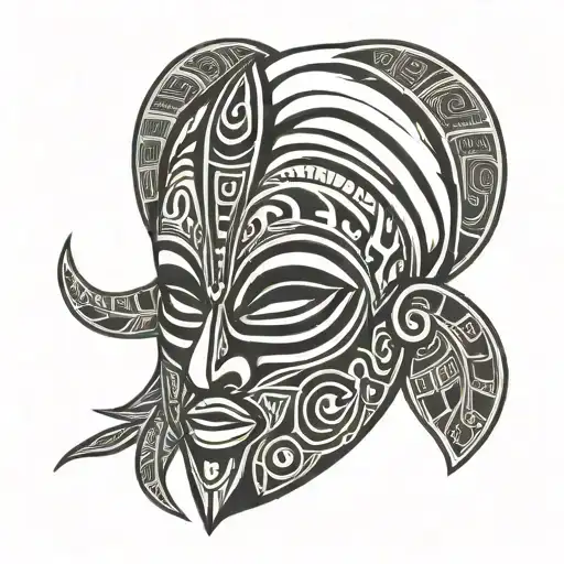 African tribal mask tattoo design idea