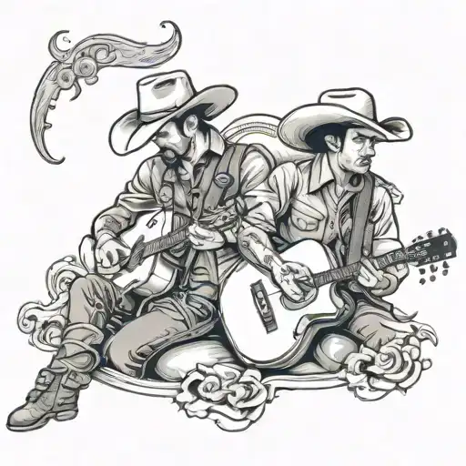 cowboys and guitars  tattoo design idea