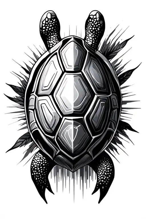 turtle blending with audio waveform  tattoo design idea