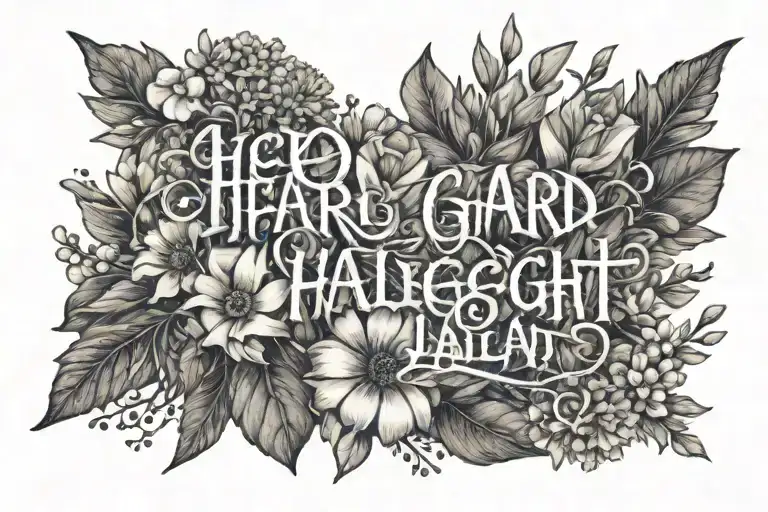 the text Hard Fought Hallelujahwith Wildflowers all around it  tattoo design idea