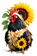 silkie chicken with sunflowers tattoo design idea