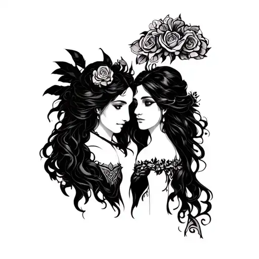 hades and persephone inspired couples tattoo featuring symbolism tattoo design idea