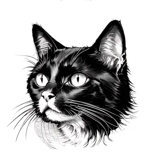 Black cat looks to the right, the Linish head looks like a link tattoo design idea