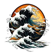 horizontal rows of waves flowing tattoo design idea