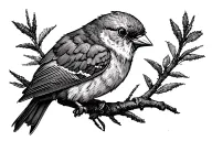 Darwin surrounded finch tattoo design idea