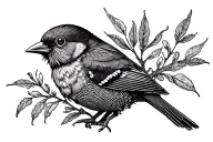Darwin surrounded finch tattoo design idea