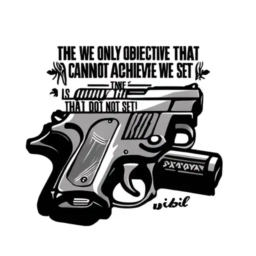 "The only objective that we cannot achieve is the one that we do not set." With a fairly real pistol et la phrase visibl tattoo design idea