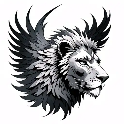 Phoenix And Lion tattoo design idea