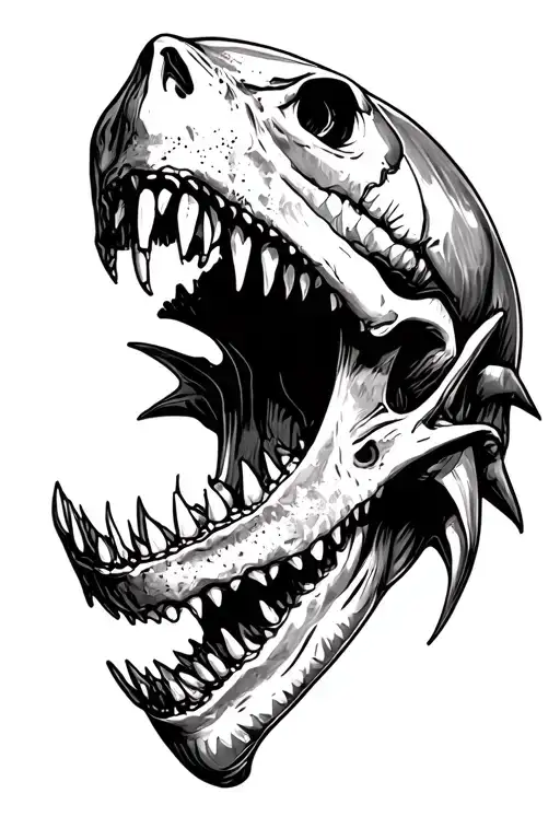 shark jaw skull tattoo design idea