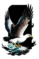 American Eagle fighting a seagull soaring tattoo design idea
