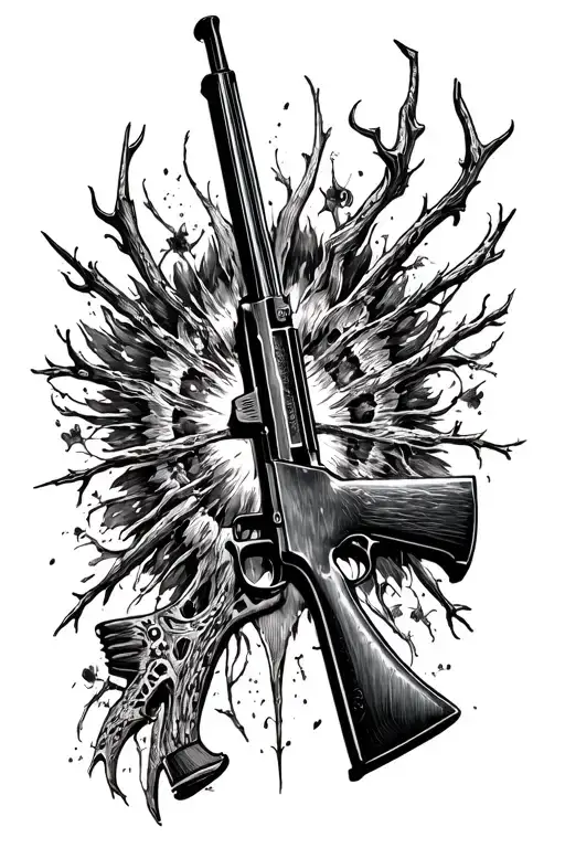 hunting rifle tattoo design idea