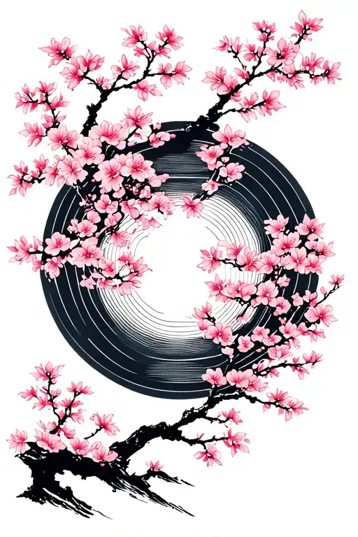 Japanese cherry blossom scenery  tattoo design idea