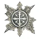 crusader knight and st Benedict medallion cross tattoo design idea