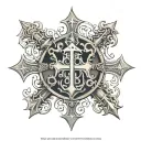 crusader knight and st Benedict medallion cross tattoo design idea