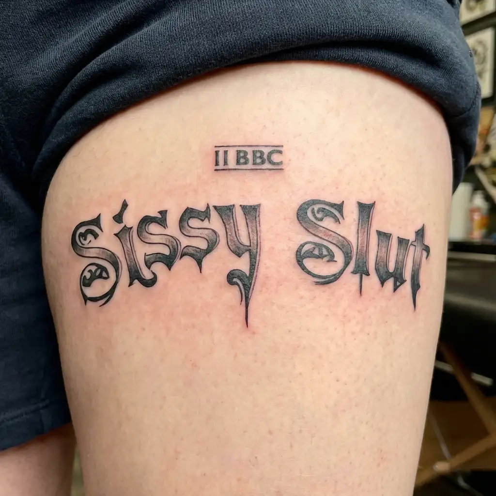 "I 🖤 BBC " "Sissy Slut" tribal tattoo design idea