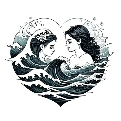 waves/sea love friends niece enough tattoo design idea