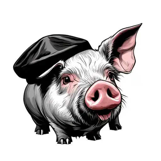 Jewish pig wearing kippa tattoo design idea