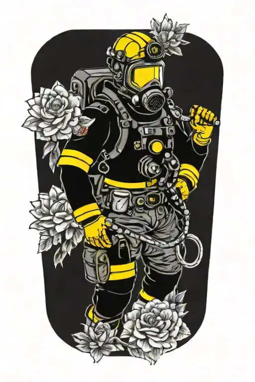 a navy diver turned firefighter. mix in flowers, skulls, and nautical pieces  tattoo design idea