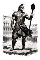 Gladiator in the middle of the Colosseum, surrounded by the crowd  tattoo design idea