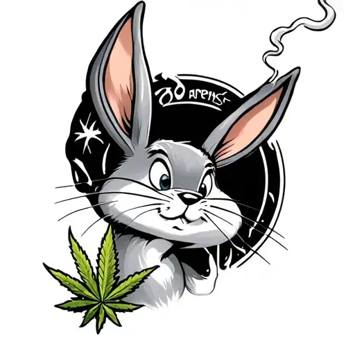 bugs bunny smoking weed tattoo design idea