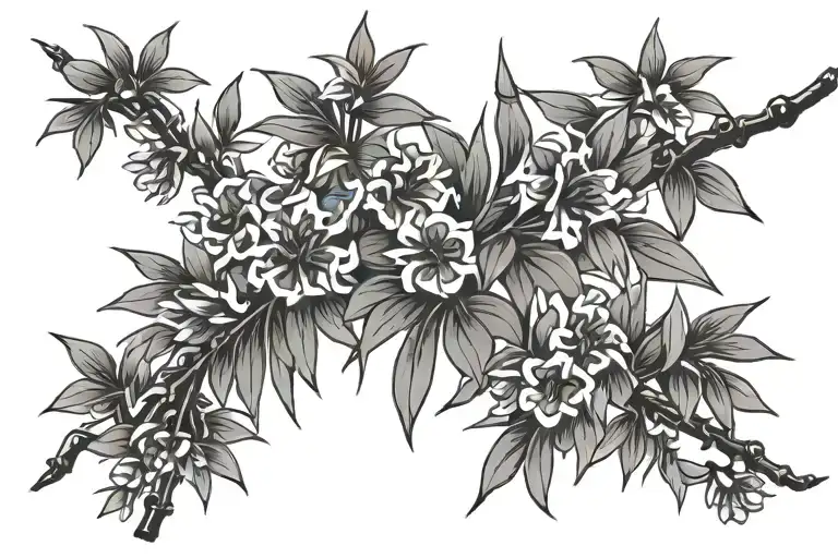 bamboo and cherry japanese patterns tattoo design idea