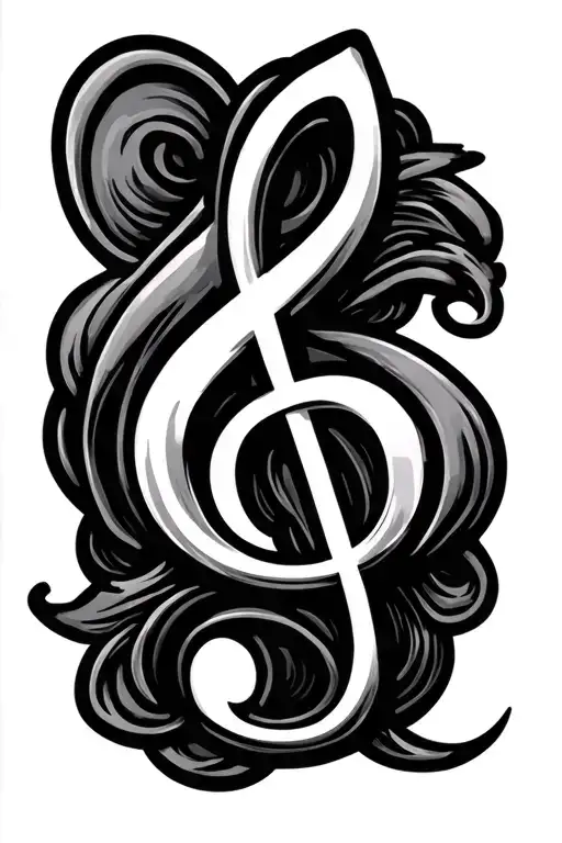 treble cleff image, bass clef intertwined tattoo design idea