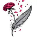 carnation petals floating in a stream, a feather falling through the air tattoo design idea