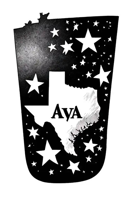 state of texas outline filled with stars surrounding tattoo design idea