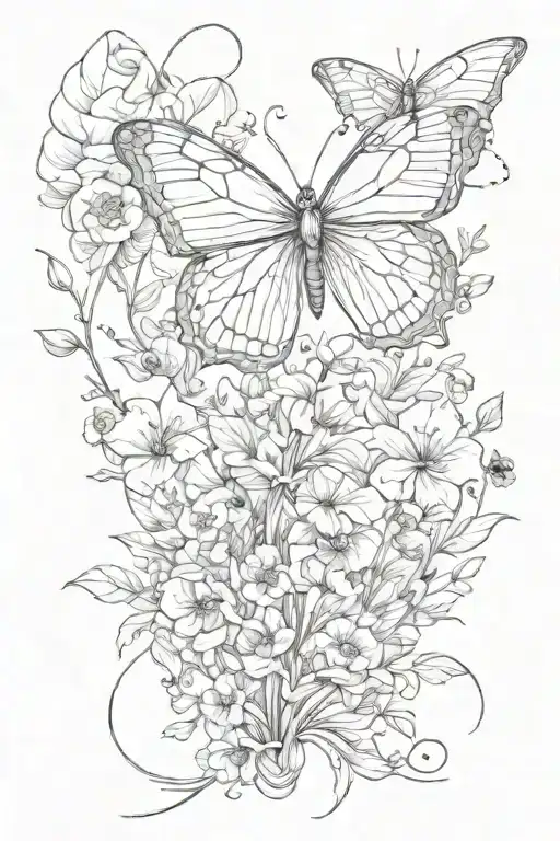 butterfly, fairy, meadow tattoo design idea