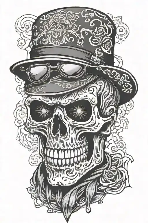 gangster skull wearing bandana mask holding tattoo design idea