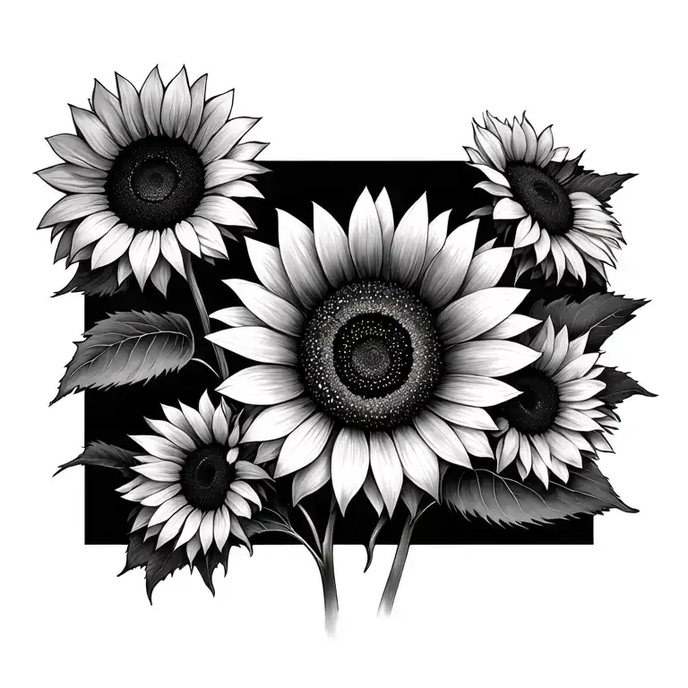 Sunflowers near beginning "Alodia Naomi" tattoo design idea