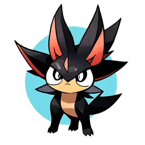 Create a pokemon leg tattoo of Zorua and zoroark with a background tattoo design idea