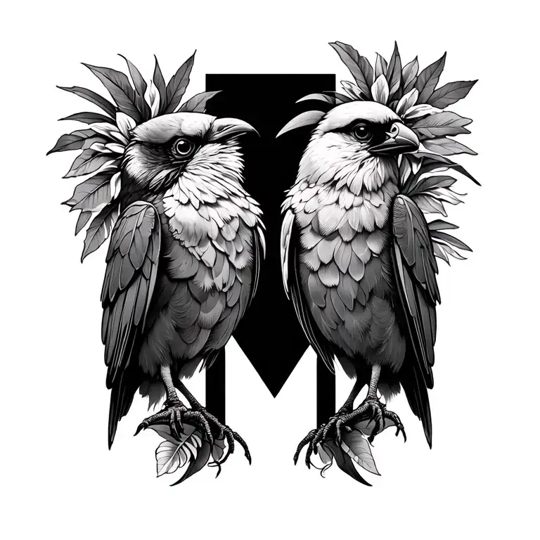 Tahitian Aves des Tiare, discreet integration of the letter M tattoo design idea