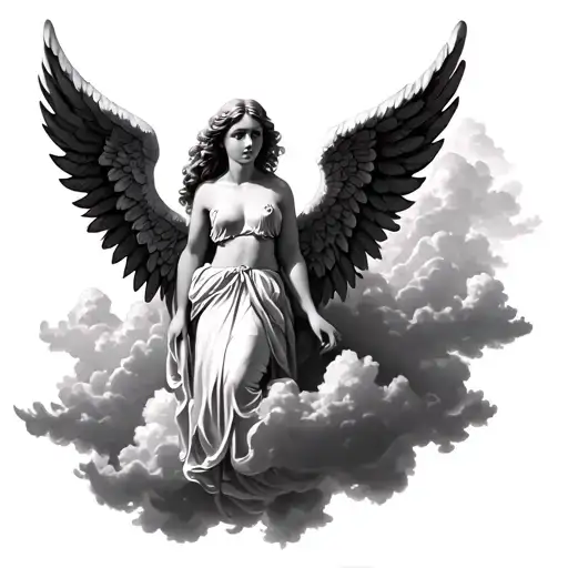 Angel Wings With Clouds tattoo design idea