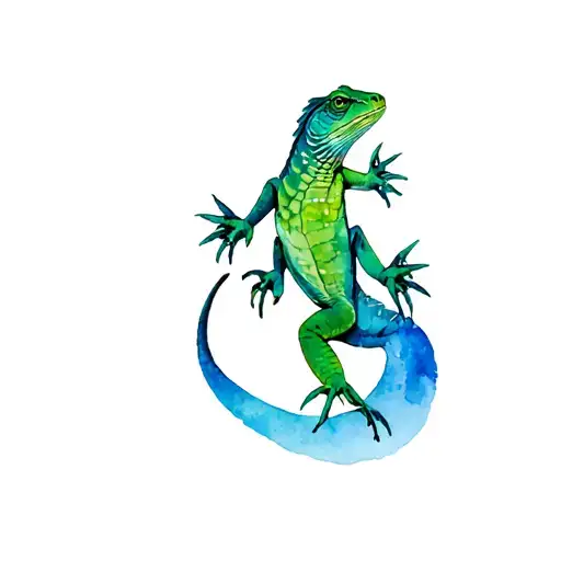 Aruba iguana green and blue tattoo design idea