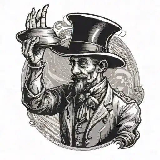 magician holding large hat tattoo design idea
