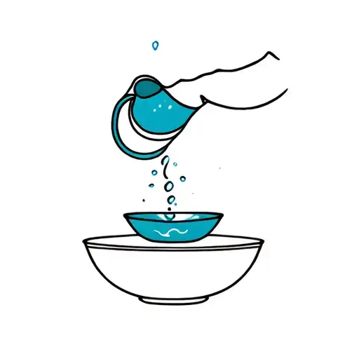 a pitcher pouring water into a bowl tattoo design idea