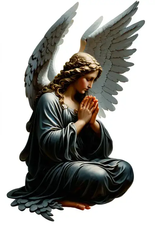 Angel praying tattoo design idea