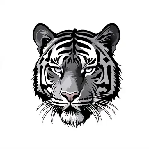 Half Tiger Face tattoo design idea