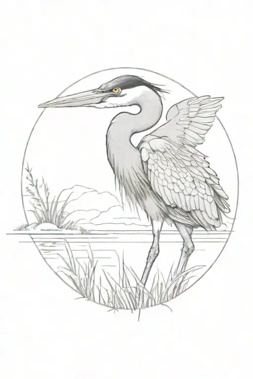 great blue heron tattoo design idea