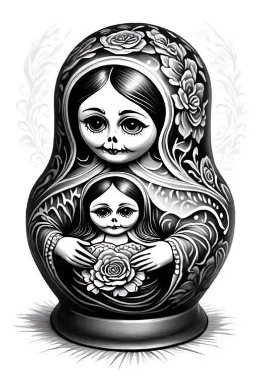 creepy nesting doll tattoo design idea