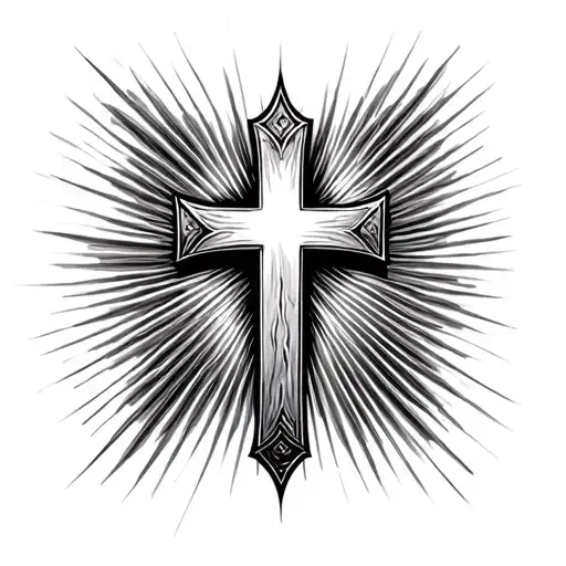 Cross With Light Rays tattoo design idea