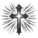 Cross With Light Rays tattoo design idea