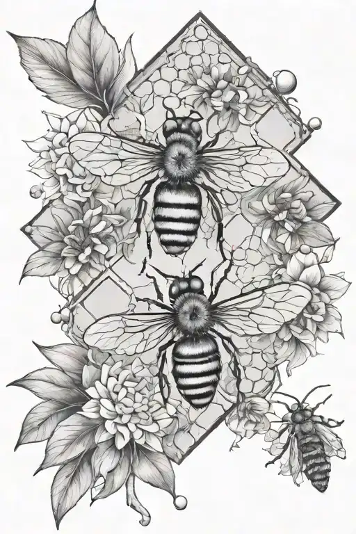 honeycomb and nature tattoo design idea