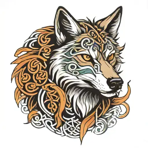 shoulder celtic wolf  tattoo design idea