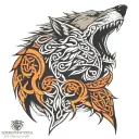 shoulder celtic wolf  tattoo design idea